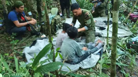 Reuters The Colombian military shared a photo of the children in the jungle