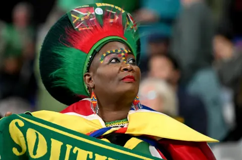 Shaun Botterill/Getty Images A South African rugby fan at Stade de France in Paris, France - Saturday 23 September 2023