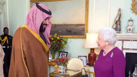 Getty Images The Queen meeting Mohammed Bin Salman