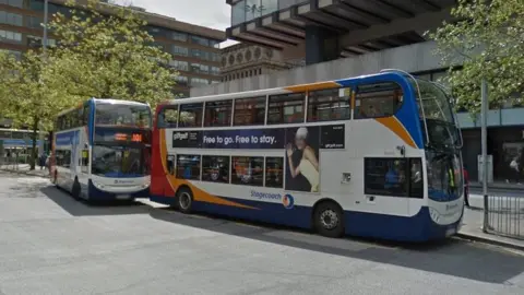 Google Stagecoach buses in Manchester