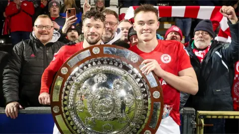 Larne's Tomas Cosgrove and Kofi Balmer