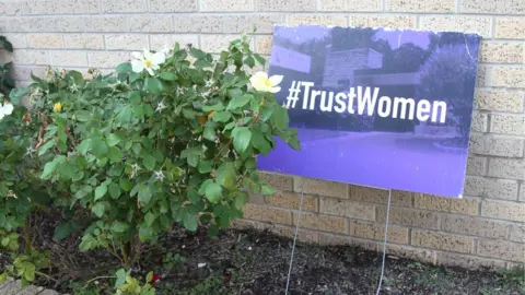 BBC TrustWomen banner outside a clinic