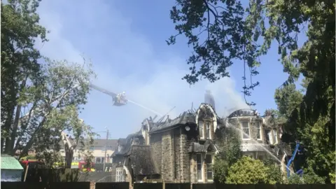 Annie Jones Firefighters extinguish a blaze at Dolgerddon Hall, Rhayader