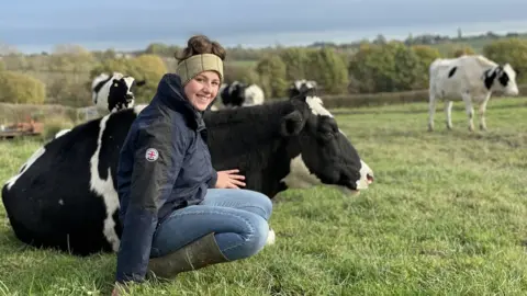 BBC Jess Langton on the dairy farm