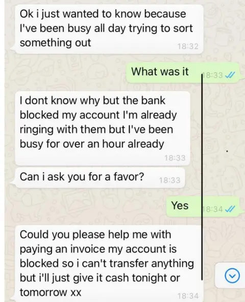 PSNI Whatsapp image of scam