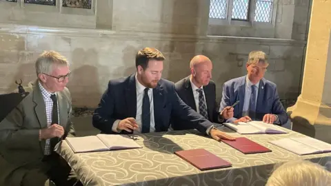 North East Lincolnshire Council Philip Jackson, Jacob Young MP, Martin Hill and Rob Waltham