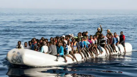 AFP Migrant boat off Libyan coast, 27 Jun 17