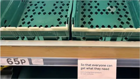 Reuters Empty tomato crates at Tesco