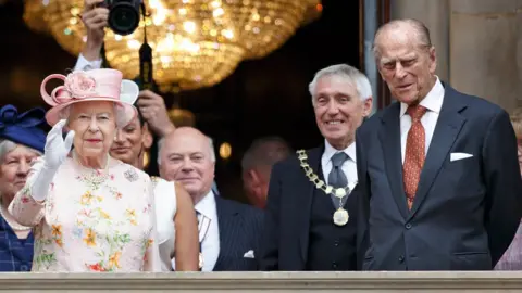 Getty Images Queen and Prince Philip Liverpool town hall 2012