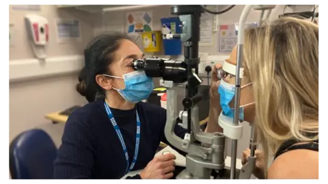 BBC Neuro-opthalmologist Dr Denise Atan carried out examination at Bristol Eye Hospital