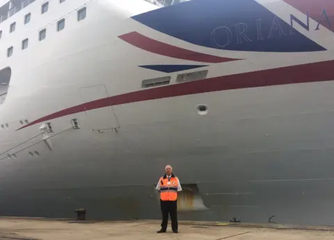 BBC John Garner in front of the Oriana