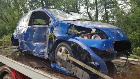 South Wales Police wreckage of car