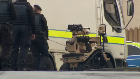 BBC  Bomb disposal robot at the scene in Banbridge