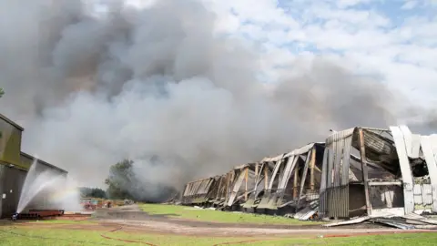 Nottinghamshire Fire and Rescue Service Fire at an industrial unit on Forest Lane, in Walesby, Nottinghamshire