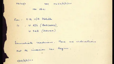 Bletchley Park Trust Handwritten transcript of German Enigma message