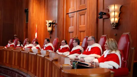 Reuters Canada's Supreme Court Justices take part in an official welcome ceremony at the Supreme Court of Canada