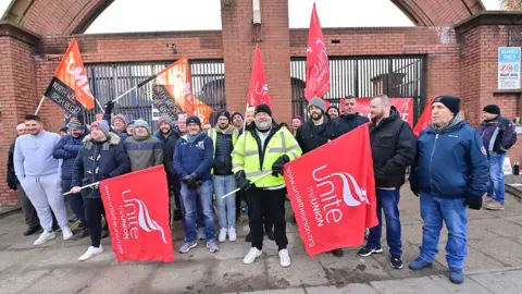 Pacemaker Translink staff on the picket line at Belfast's Europa Bus Station last week