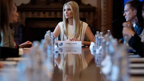 Getty Images Ivanka Trump(C) speaks during the Women"s Global Development and Prosperity Initiative roundtable in Washington, DC, on February 7, 2019