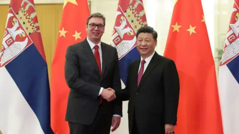 Getty Images Aleksandar Vucic and Chinese president Xi Jinping