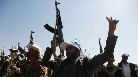 Getty Images Houthi fighters in Yemen