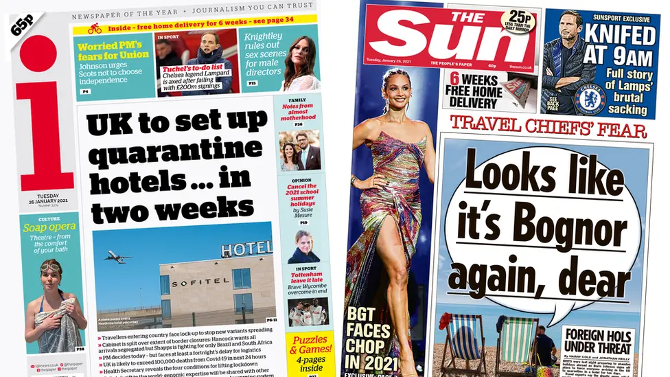 i and Sun front pages