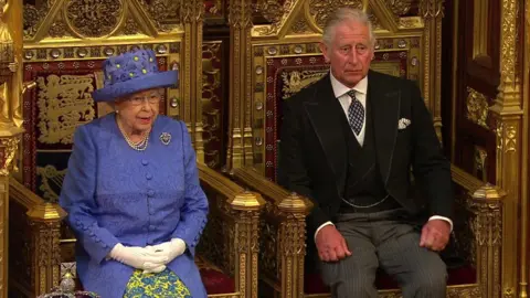 BBC The Queen was accompanied by Prince Charles