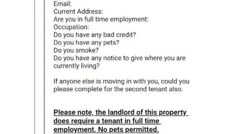 Contributed email to a prospective tenant saying the landlord must have a tenant in full-time employment