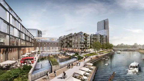 Rightacres | Benoy | Meshroom CGI Brains Brewery development site at Capital Quay