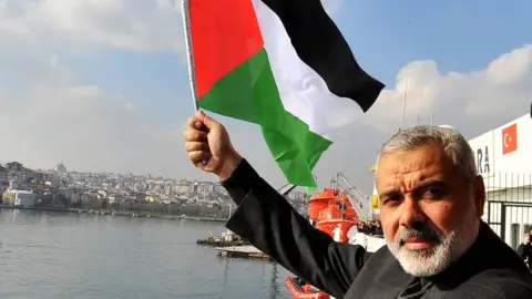 AFP Hamas's then-Prime Minister Ismail Haniyeh visited the Mavi Marmara in Istanbul, on 2 January 2012