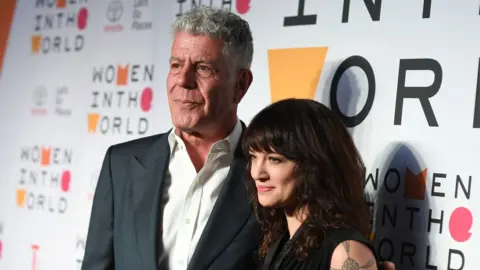 AFP Anthony Bourdain and Italian actress Asia Argento in New York City in April this year
