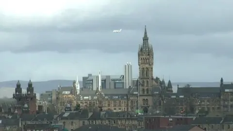 A380 lands at Glasgow Airport in 2014