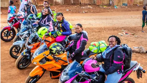 Katie Cashman Bikers from the female Kenyan biker gang Inked Sisterhood