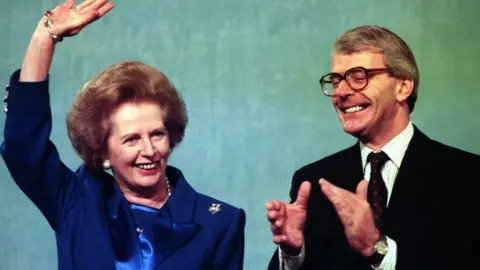 PA Margaret Thatcher and John Major in 1991