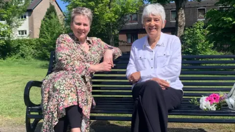 Jacci McCarthy (left) met Bea Jones in person for the first time in Brodie Park, Paisley