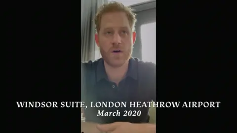 Harry & Meghan/Archewell Productions/Netflix Harry at Heathrow Airport