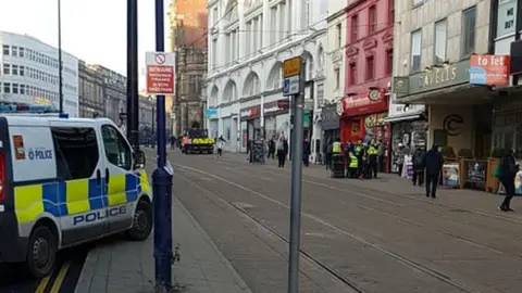 James Martin Police van and officers in Sheffield's High Street