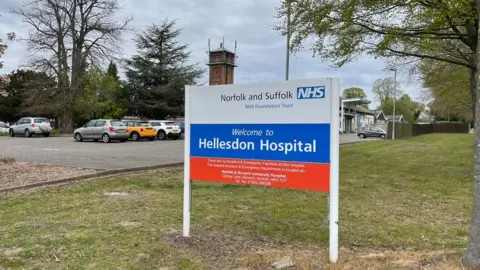 Jamie Niblock/BBC Hellesdon Hospital sign