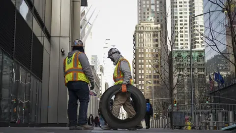 Getty Images Construction workers in NY in January