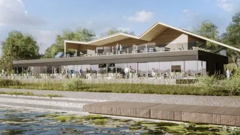 Rotherham Borough Council Artist's impression of new cafe at Rother Valley Country Park