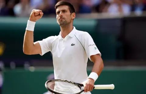 PA Media Novak Djokovic at the Men's final at Wimbledon, 11 July 2021