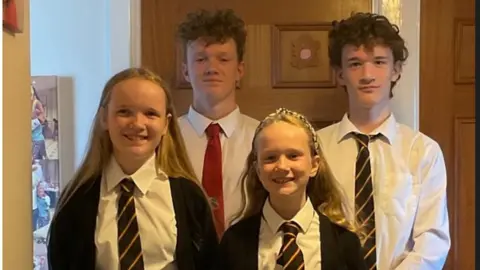 Family photo From left- Gwenllian (12), Ioan (16), Elliw (10), Emrys (14)