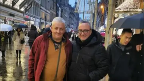 Colin Cowan Bernard and Colin Cowan on Buchanan Street in Glasgow