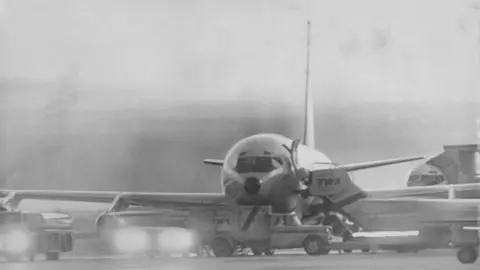 Getty Images TWA85 on the runway in Denver, 31 October 1969