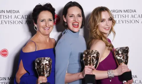 EPA Fiona Shaw, Phoebe Waller-Bridge and Jodie Comer