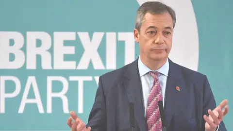 PAUL ELLIS Nigel Farage and Brexit Party logo