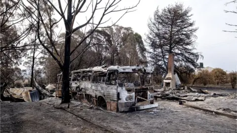 Getty Images A burnt-out bus in Clifton Creek