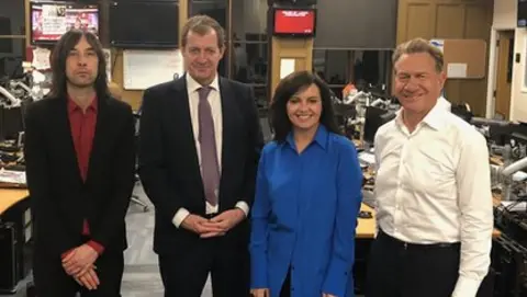 Bobby Gillespie, Alastair Campbell, Caroline Flint and Michael Portillo