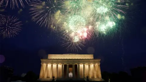 Reuters Fireworks are seen over the Lincoln Memorial during Fourth of July Independence Day celebration