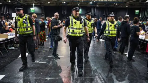 Getty Images Police at the Glasgow count at the SECC