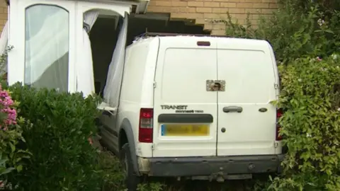 BBC Van crashed in house